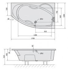 Акриловая ванна 170х100 см R Alpen Mamba 77111