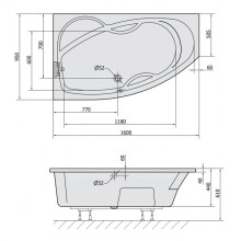 Акриловая ванна 160х95 см L Alpen Mamba 27111