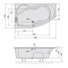 Акриловая ванна 160х95 см L Alpen Mamba 27111