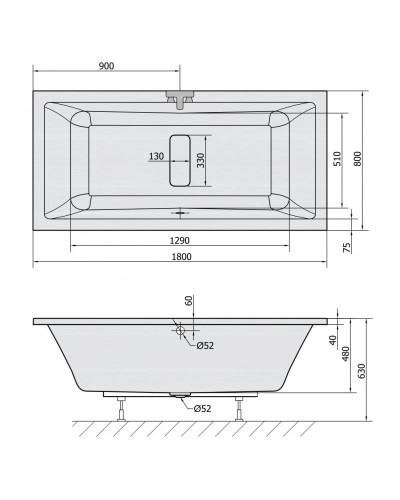 Акриловая ванна 180х80 см Alpen Marlene 72034