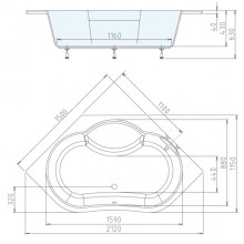 Акриловая ванна 150х150 см Alpen Marea A02111