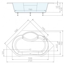 Акриловая ванна 150х150 см Alpen Marea A02111