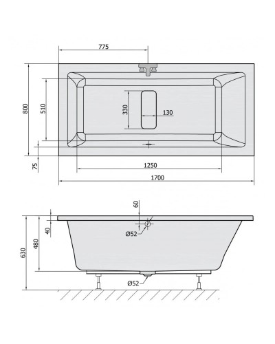 Акриловая ванна 170х80 см Alpen Marlene 72403
