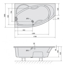Акриловая ванна 170х100 см L Alpen Mamba 76111