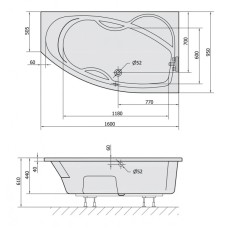 Акриловая ванна 160х95 см R Alpen Mamba 28111