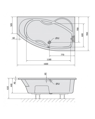 Акриловая ванна 160х95 см R Alpen Mamba 28111
