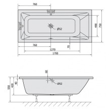 Акриловая ванна 170х75 см Alpen Mimoa 71709