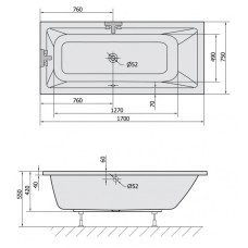 Акриловая ванна 170х75 см Alpen Mimoa 71709