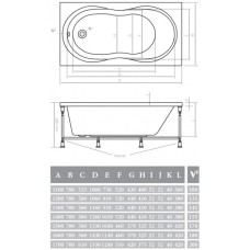 Акриловая ванна 160х70х42 см Alpen Mars AVP0015