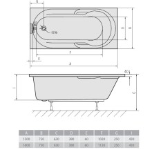 Акриловая ванна 160х75 см Alpen Mirela 40111