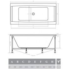 Акриловая ванна 180х80 см Alpen Vesta AVP0036