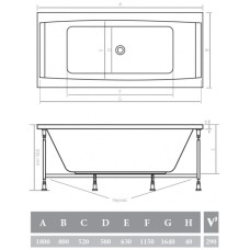 Акриловая ванна 180х80 см Alpen Vesta AVP0036