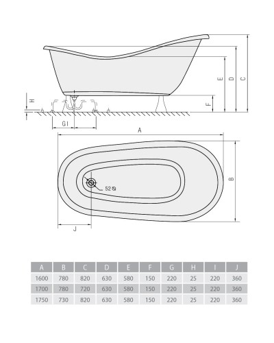 Акриловая ванна 175х78 см Alpen Rectime 36612