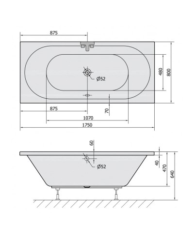 Акриловая ванна 175х80 см Alpen Viva B 88119