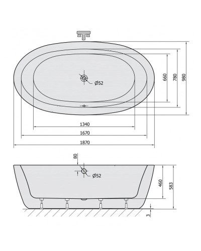 Акриловая ванна 187х98 см Alpen Rohia 69111