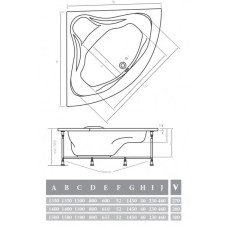Акриловая ванна 150х150х46 см Alpen Rumina AVY0055