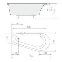 Акриловая ванна 160х80 см R Alpen Projekta 21111