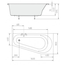 Акриловая ванна 160х80 см R Alpen Projekta 21111