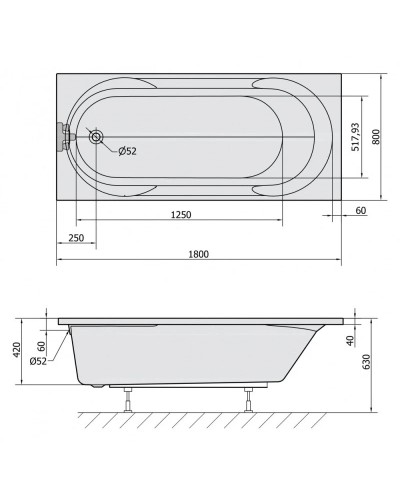Акриловая ванна 180х80 см Alpen Satina 30111