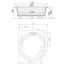 Акриловая ванна 172 см Alpen Royal Round 73211