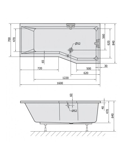 Акриловая ванна 160х84 см R Alpen Versys 15611