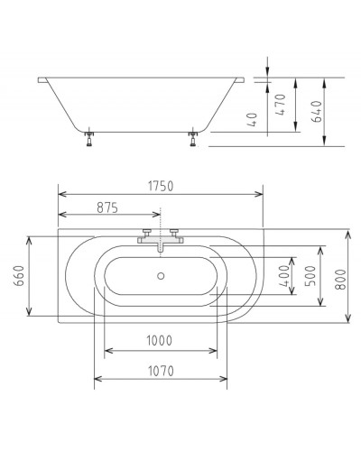 Акриловая ванна 175х80 см L Alpen Viva 70119