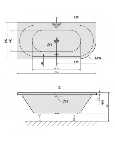 Акриловая ванна 185х80 см L Alpen Viva 72099