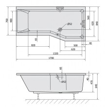 Акриловая ванна 170х84 см R Alpen Versys 70611