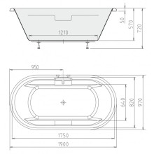 Акриловая ванна 190х97 см Alpen Toscana 23111
