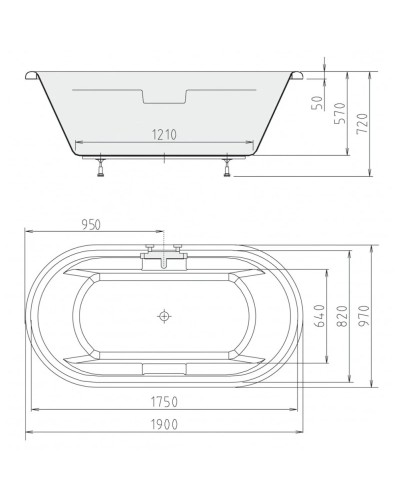 Акриловая ванна 190х97 см Alpen Toscana 23111