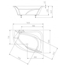 Акриловая ванна 160х120 см R Alpen Tanya 66119
