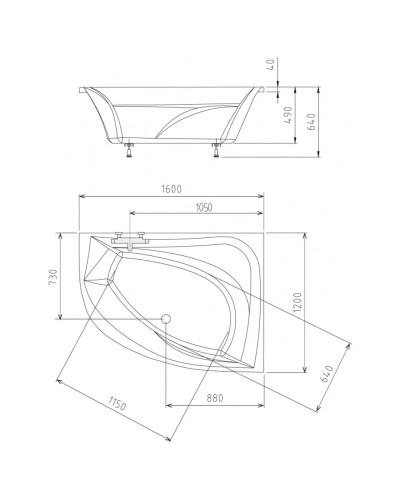 Акриловая ванна 160х120 см R Alpen Tanya 66119