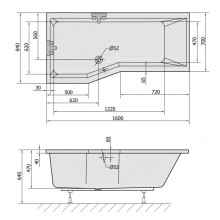 Акриловая ванна 160х84 см L Alpen Versys 14611