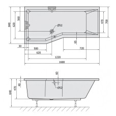 Акриловая ванна 160х84 см L Alpen Versys 14611