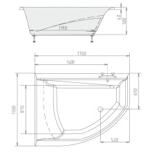Акриловая ванна 170х130 см L Alpen Tandem A06611