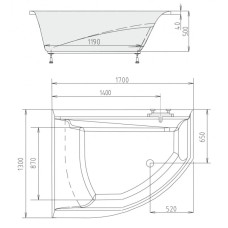 Акриловая ванна 170х130 см L Alpen Tandem A06611