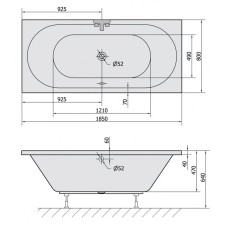 Акриловая ванна 185х80 см Alpen Viva B 71968