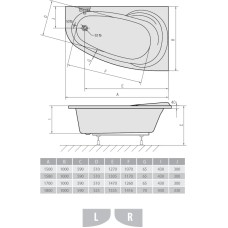 Акриловая ванна 170х100 см L Alpen Naos A08111