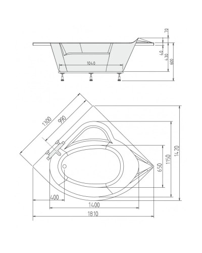 Акриловая ванна 130х130 см Alpen Sirius 49111