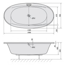 Акриловая ванна 190х95 см Alpen Stadium 82111