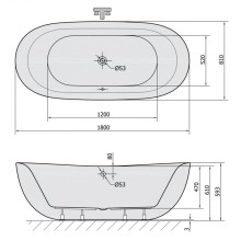 Акриловая ванна 180х81 см Alpen Zasu 69611