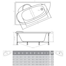 Акриловая ванна 140х95х42 см L Alpen Terra AVA0039
