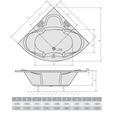 Акриловая ванна 150х150 см Alpen Simona A04111