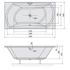 Акриловая ванна 190х100 см Alpen Salsa 44119