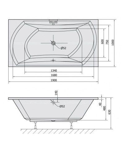 Акриловая ванна 190х100 см Alpen Salsa 44119
