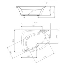Акриловая ванна 160х120 см L Alpen Tanya 65119