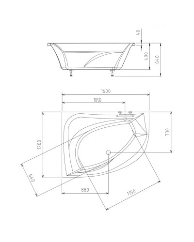 Акриловая ванна 160х120 см L Alpen Tanya 65119