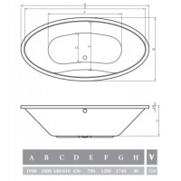 Акриловая ванна 194х100 см Alpen Ventura AVB0019