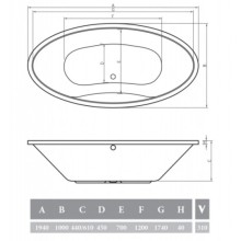 Акриловая ванна 194х100 см Alpen Ventura AVB0019