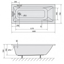 Акриловая ванна 160х70 см Alpen Noemi 71707